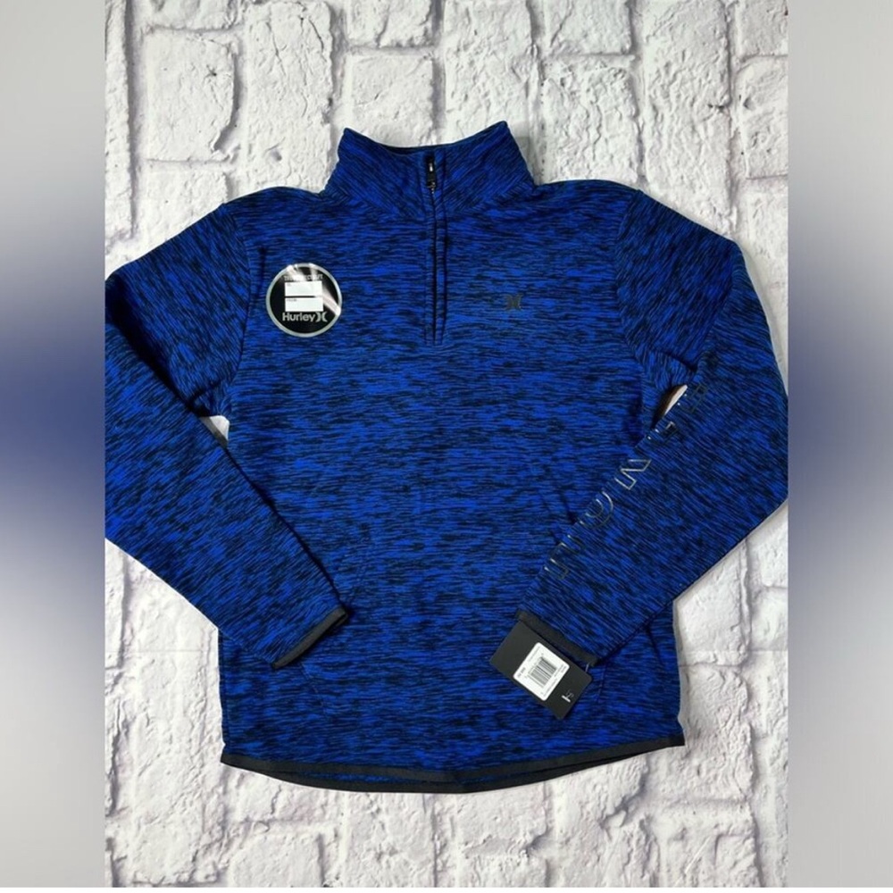 Hurley boys new  with tags blue half zip pullover sweatshirt size large